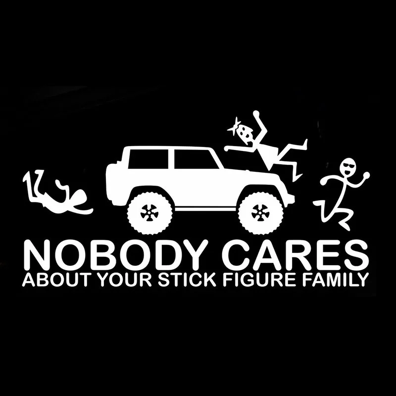 19,05x9,39 см, наклейка с изображением семьи, наклейка для Jeep Nobody Cares, забавная Виниловая наклейка для автомобиля#0157
