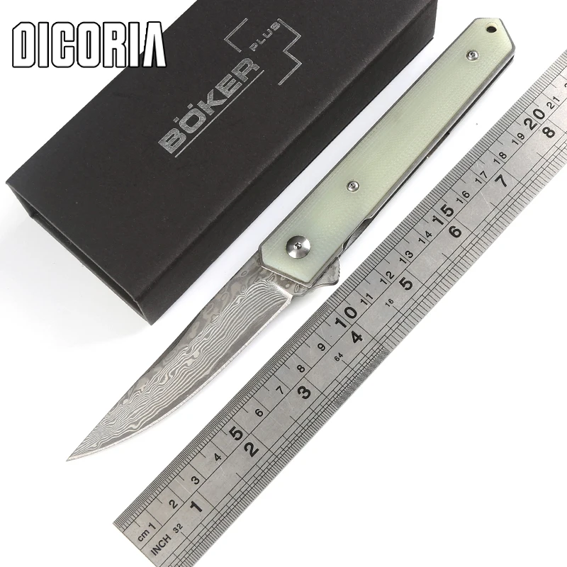 DICORIA Kwaiken шарикоподшипник Флиппер складной нож Дамаск Лезвие G10 ручка Открытый