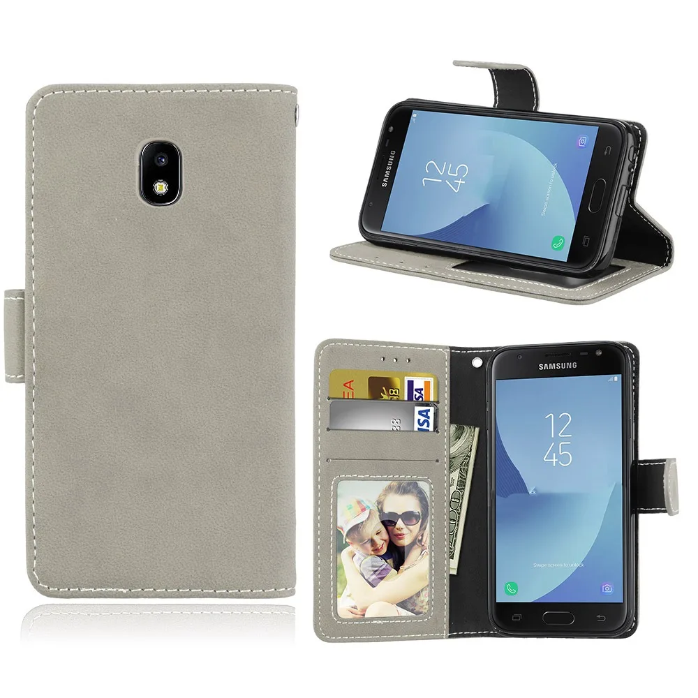 Phone Case For Samsung J3 2017 J330F phone shell Cover Retro Scrub Holster PU Flip Wallet Leather | Мобильные телефоны и