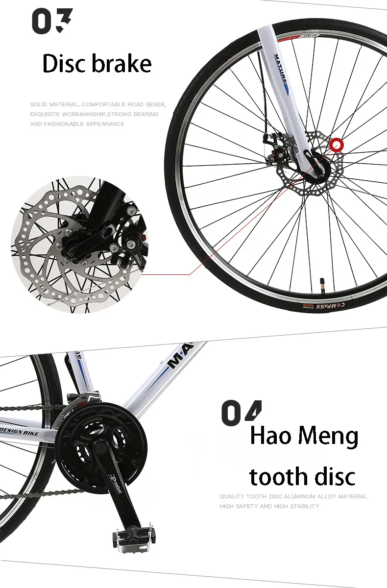 Алюминий сплава дорожный велосипед с переменной скоростью дисковый тормоз 700C