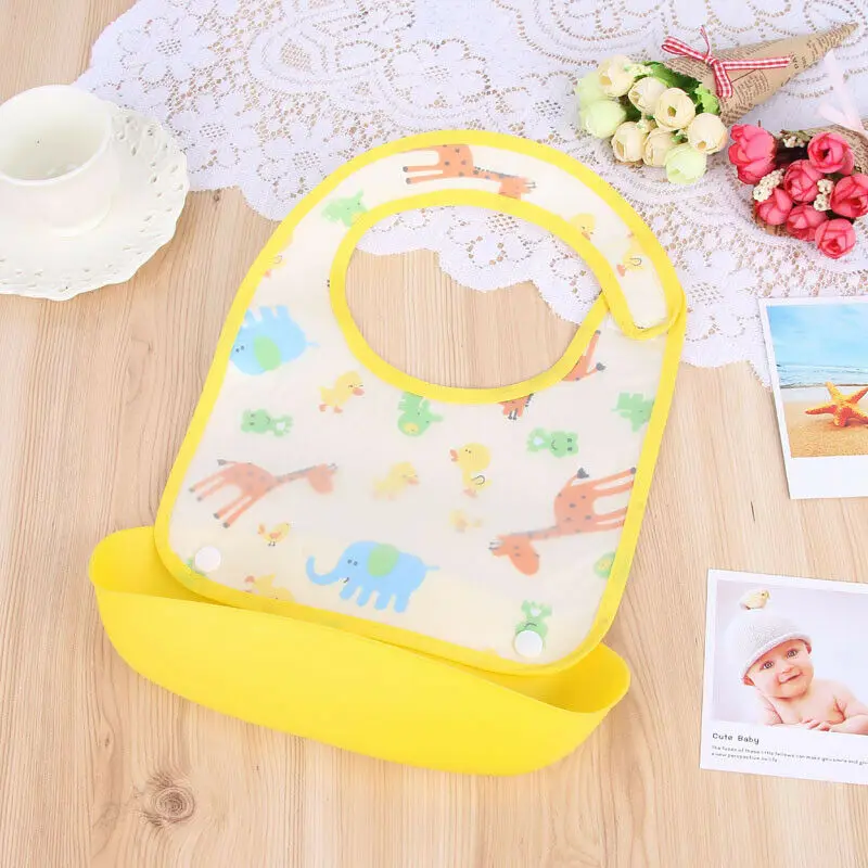 Cute Baby Girls Boys Cartoon Print Waterproof Bibs Kids Dinner Feeding Bibs Baby Bibs Baby Stuff