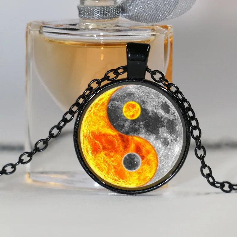 1 шт./лот Yin Yang Fire and Water ожерелье водный кулон стеклянный кабошон с фото