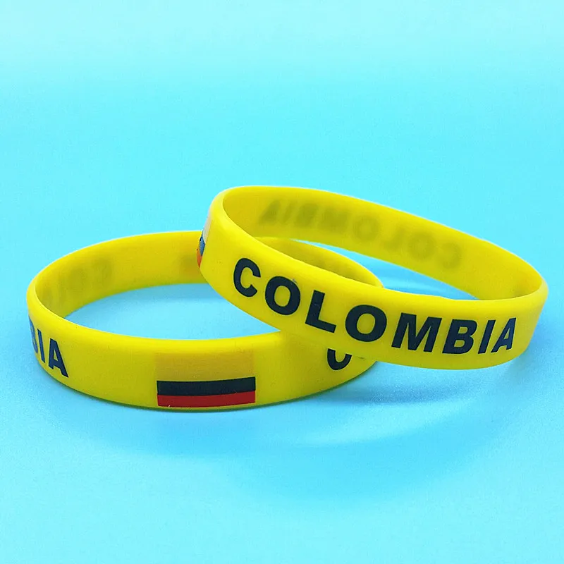 1000 шт. Силиконовый браслет с логотипом Колумбийского флага для мужчин и женщин