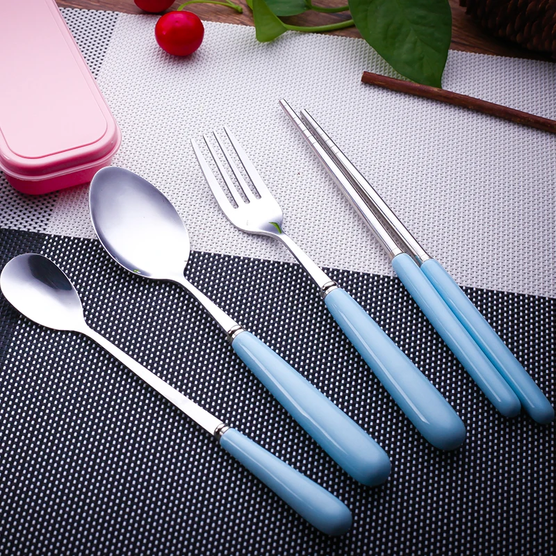 

1 set Portable High quality stainless steel dinnerware set Baby Kids dinnerware home craft gift