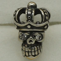 cool menboy cz stone crown king skull 316l stainless steel stud earring