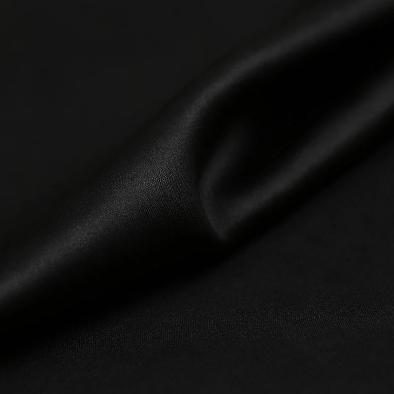 Шелковая креп-атласная ткань 19 м черная шелковая мягкая для платья летняя