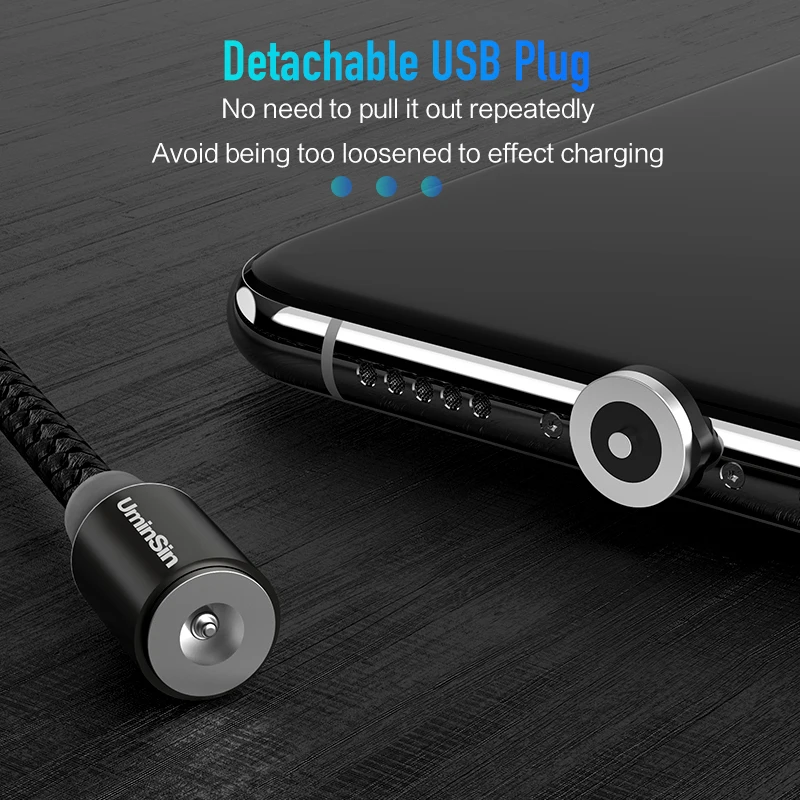 Uminsin быстрое зарядное устройство светодиодный магнитный кабель micro usb и 8 Pin & type C