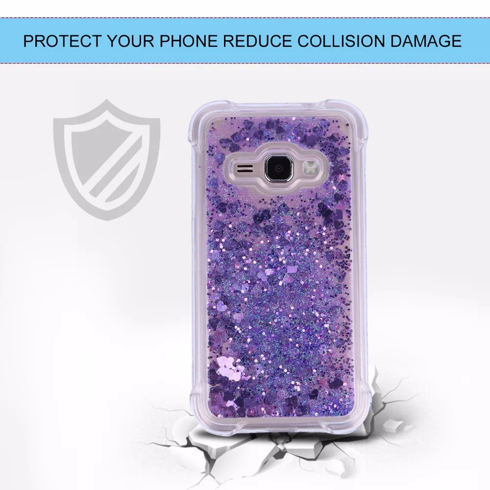 For J1 2016 Case Love Heart Glitter Dynamic Liquid Quicksand Samsung Galaxy J120 J120F Soft Silicone Back Cover |