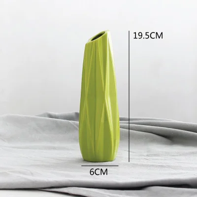 Green 19.5x6cm Современные минималистичные настольные керамические вазы Цветочные художественные Цветочные маленькие свежие вазы для моделирования цветов скандинавские орнаменты домашний Свадебный декор - Цвет: Green 19.5x6cm