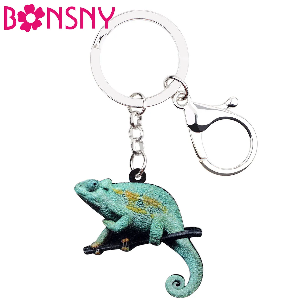 Bonsny эффектные акриловые брелки хамелеоны Anole держатели Модные животные