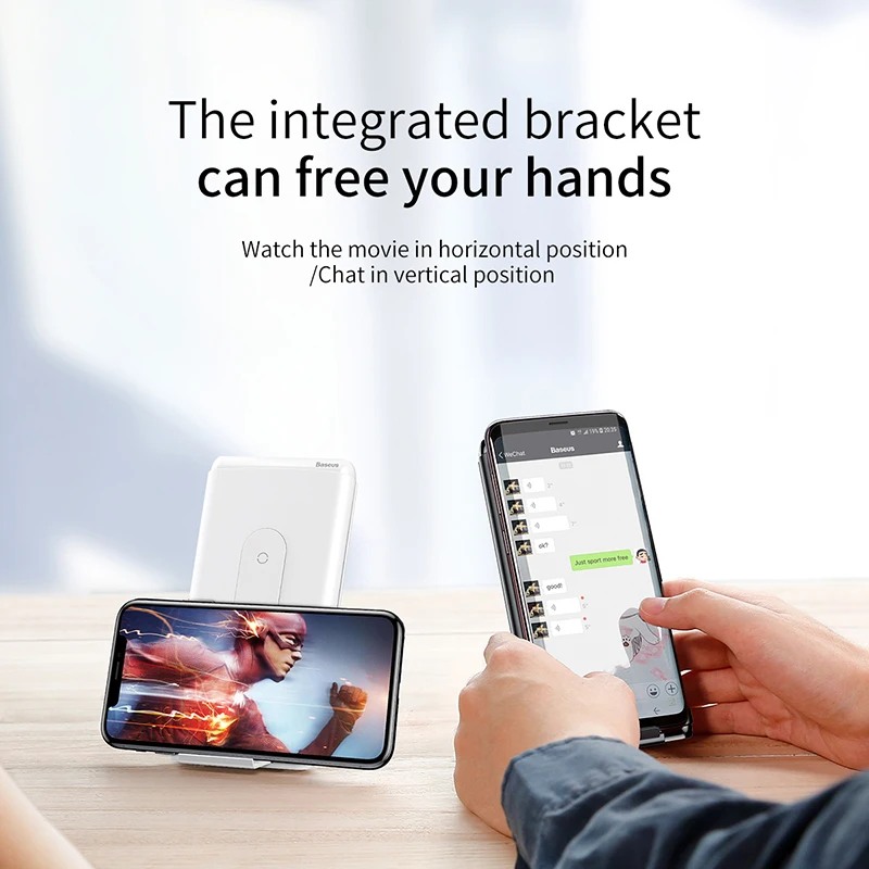 Baseus 10000 мАч QI Беспроводное зарядное устройство Банк мощности для iPhone samsung PD+ QC3.0 Быстрая зарядка USB банк питания Внешний аккумулятор