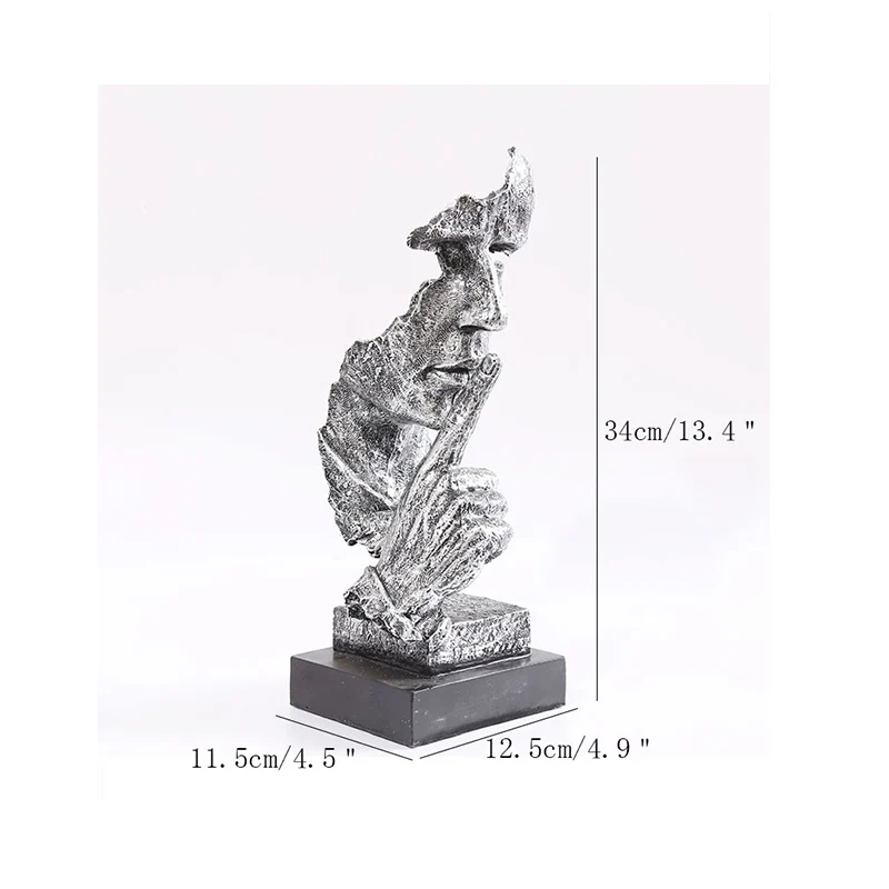 

Wholesale Thinker Silence Is Gold Sculpture Statue Home Decoration Ornament TV Cabinet Office Study Room Decoration Furnishings