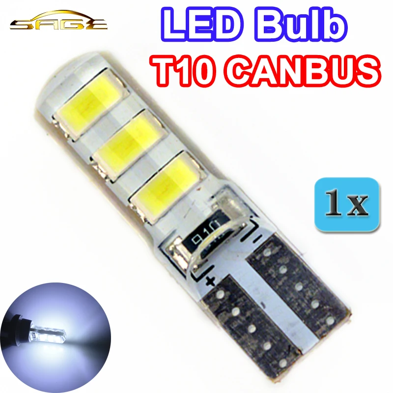 Flytop светодиодный автомобильный лампочка T10 5730SMD CANBUS силиконовый корпус 6 чипов W5W