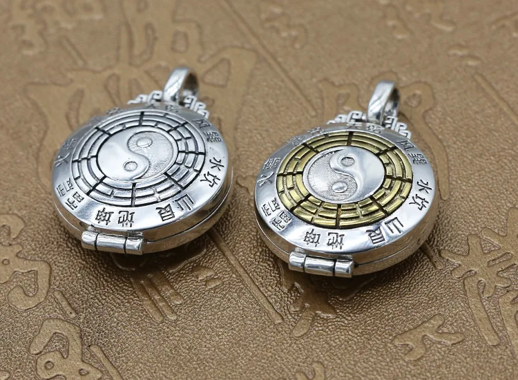 Новинка! 100% Серебро 925 фэншуй Yinyang коробка кулон Настоящее чистое серебро