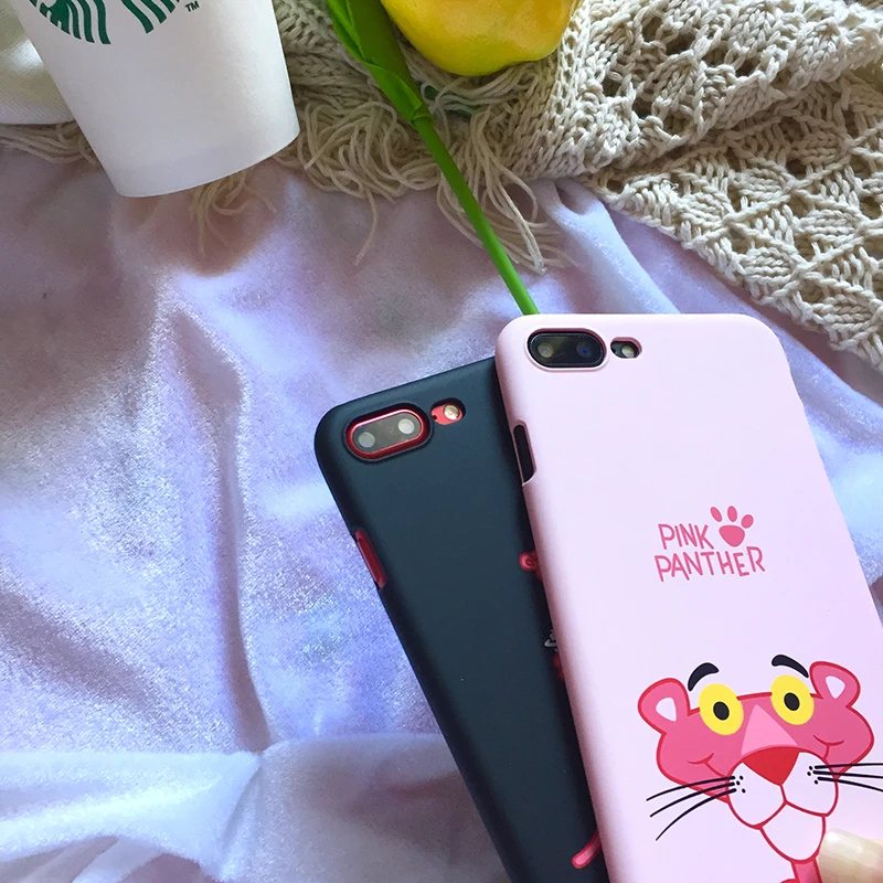 Милые розовые Пантеры чехлы для мобильного телефона iPhone 6 6s 7 8 Plus X мультфильм
