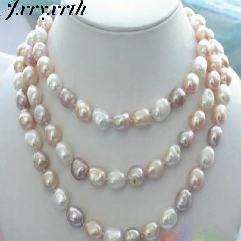 Jxryxrth New Women's fashion NEW long 48 &quot8-9mm baroque multicolor freshwater pearl necklace AAA2659 | Украшения и