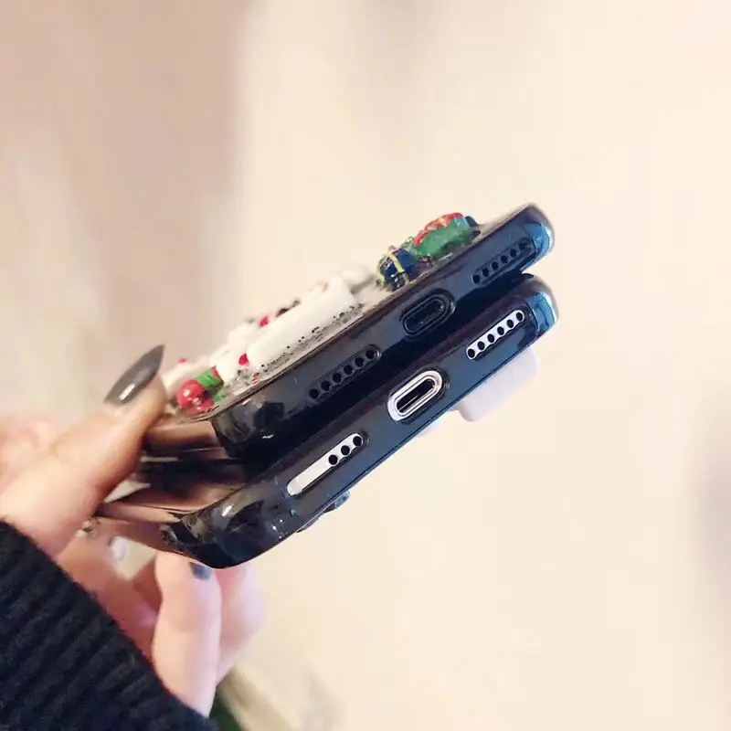 3D Милый Рождественский узор Чехол для iphone 6 6S Plus 7 8 плюс X 10 Bling мягкий тонкий чехол