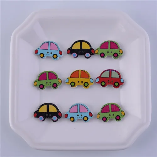 colorful car 50 шт. деревянные пуговицы с мультяшными животными для скрапбукинга поделок DIY Детские ручные Обучающие аксессуары для шитья одежды украшения - Цвет: colorful car