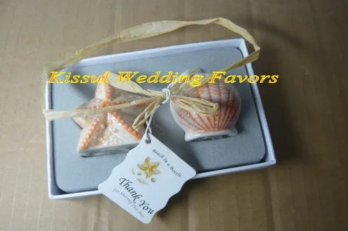 (20Pcs/lot=10boxes) Beach theme Wedding decoration gifts of Seashell and starfish ceramic salt pepper shakers Party Favors | Дом и сад