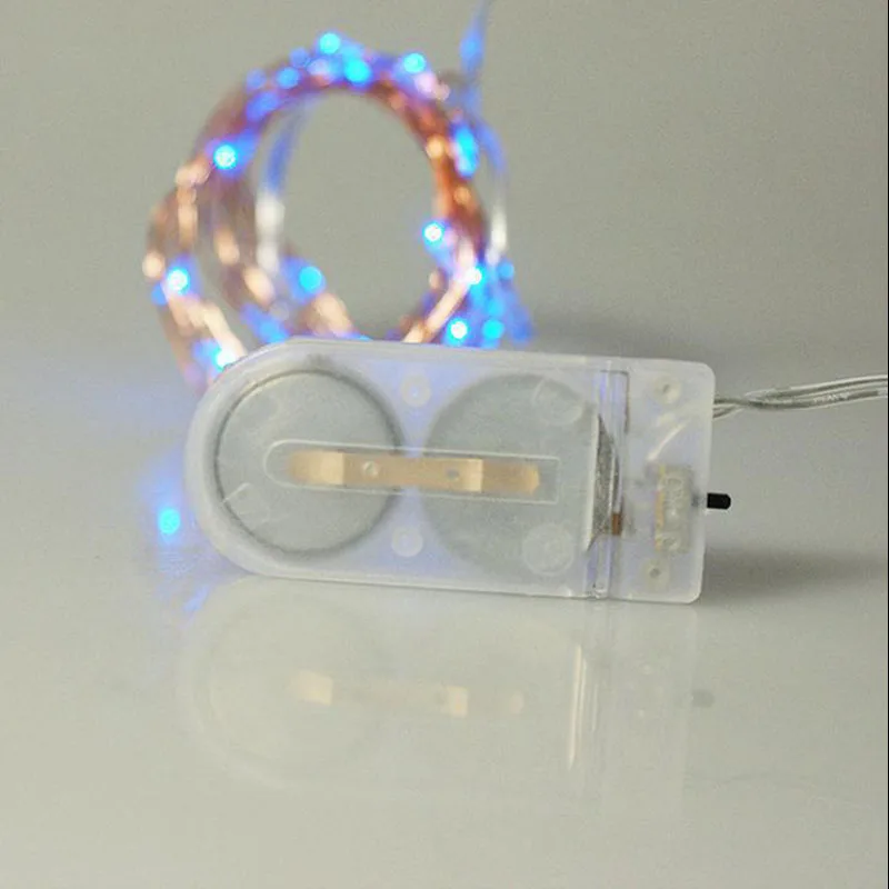 CR2032 Батарейная коробка медная проволока Рождественские огни 2 м 20LED