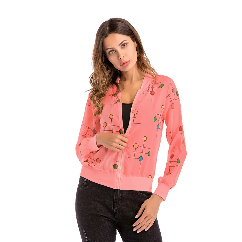 Jelics/Женская куртка в горошек с длинным рукавом из шифона для пляжа на весну 2019 |