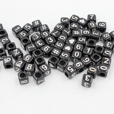 number black square Много видов 6 мм 100 шт бусины в форме букв алфавита акриловые бусины для изготовления ювелирных изделий для женщин и детей DIY браслет ожерелье Фурнитура - Цвет: number black square