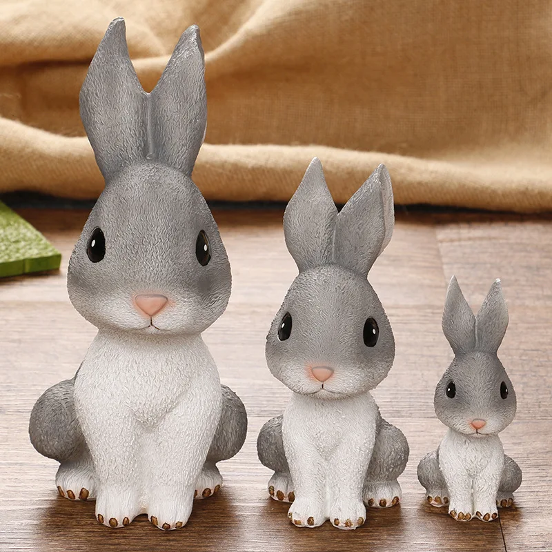 Super Cute Big Rabbit Save Money Piggy Bank Small and Medium Ornaments Three-color Resin Process | Дом и сад