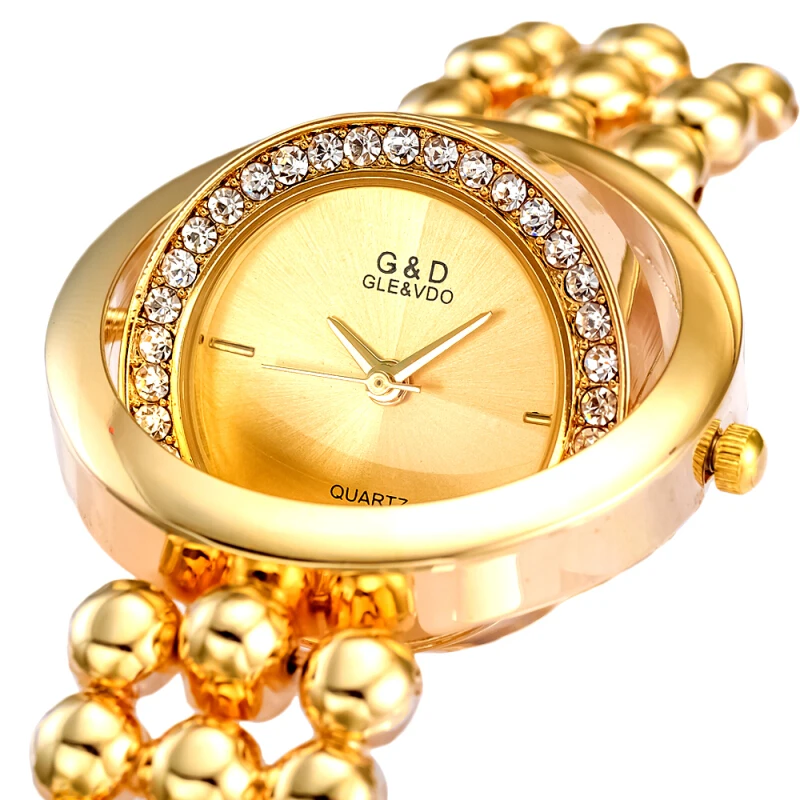 2017 G&ampD GLE&ampVDO Luxury Womens Watches Silver Womem's Bracelet Rhinestone Ladies Dress Watch reloj mujer Rotatable Dial | Наручные
