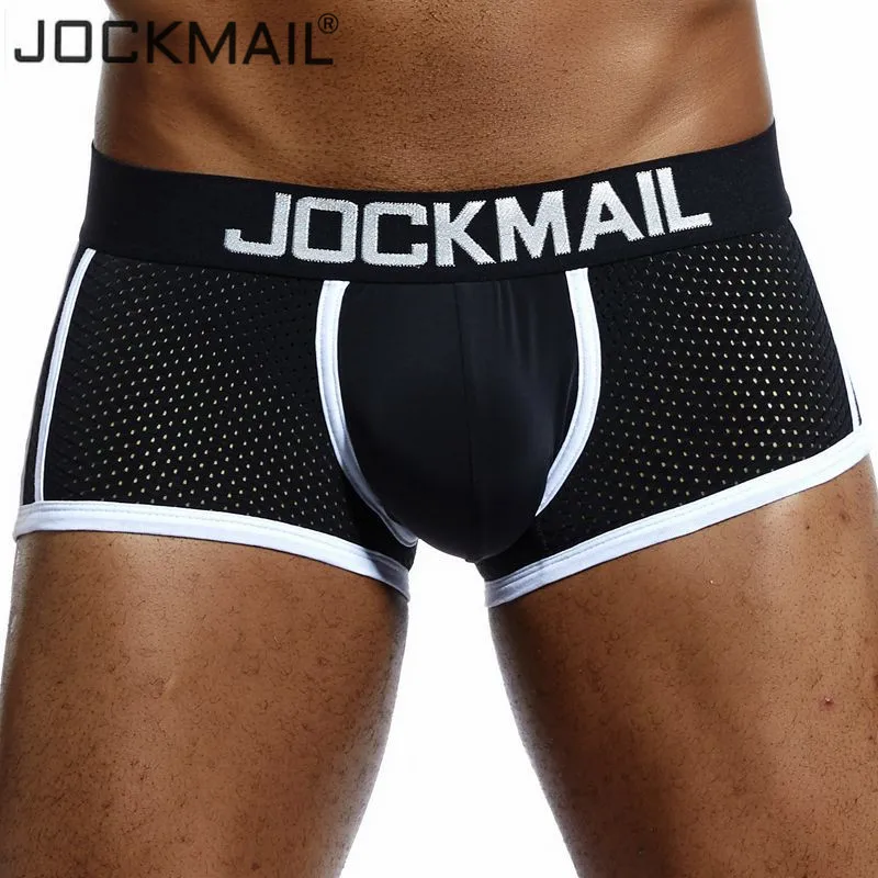 Мужское нижнее белье JOCKMAIL сексуальные хлопковые трусы боксеры с сеточкой и