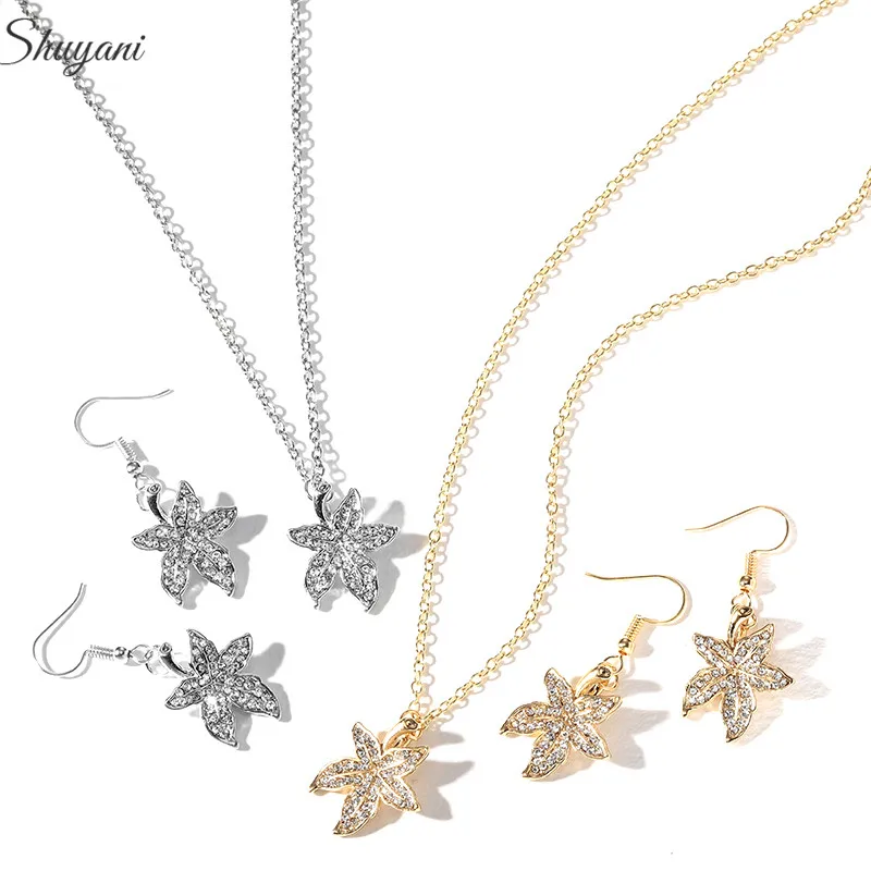 Модные комплекты ювелирных изделий в форме канадского кленового листа женский