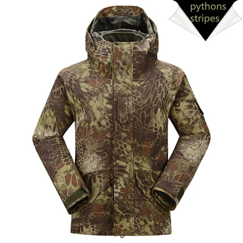 G8 Windbreaker Tactical Army Camouflage Coat, Warm Fleece inside, Military Jacket Waterproof Clothes, Men coat - Цвет: Pythons stripes