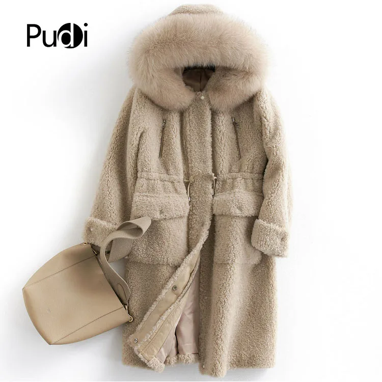 PUDI B181035 женская зимняя теплая куртка из натурального шерстяного меха, жилет из натурального Лисьего меха для отдыха, пальто для девочек, Женская куртка, пальто