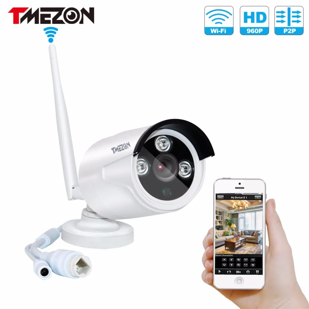 Tmezon беспроводная wifi IP Камера Безопасности HD 960P 1.3MP пуля Водонепроницаемая CCTV ИК