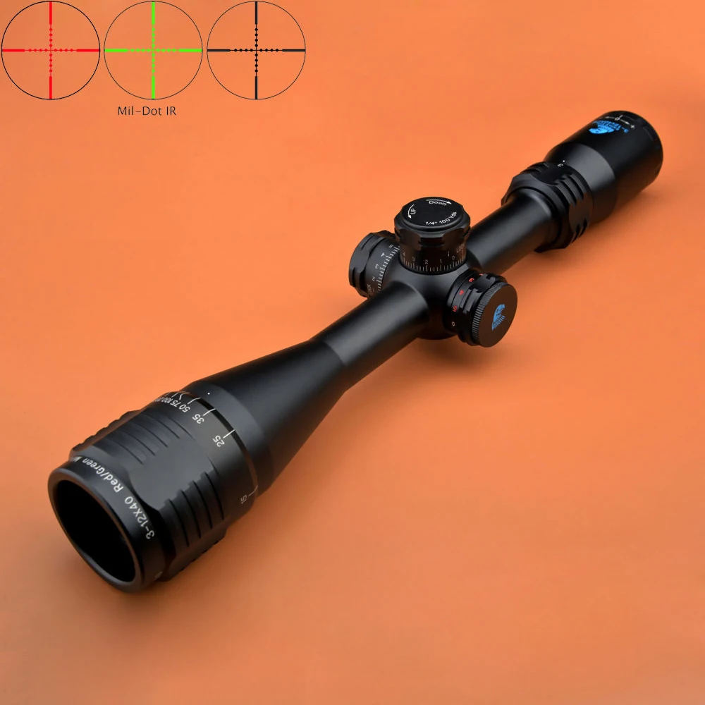 Орлиный глаз прицел 3 12x40 AO R/G Turrets с замком сброс Mil Dot Scope W/2 вида крепления