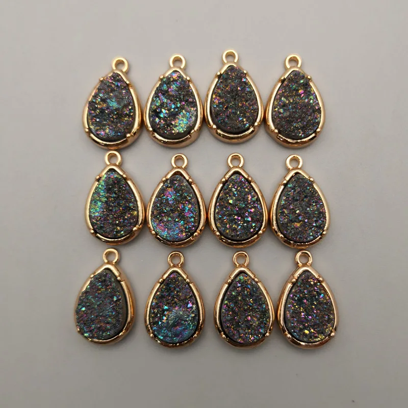 Fashion12pcs капли воды хрустальный кластер натуральный камень позолоченные разъемы