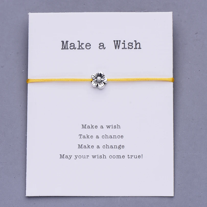Pipitree Make a Wish, мини-браслет с цветами, женский, регулируемый, на удачу, красные браслеты, для женщин, детей, Wish, ювелирное изделие, карта, подарок