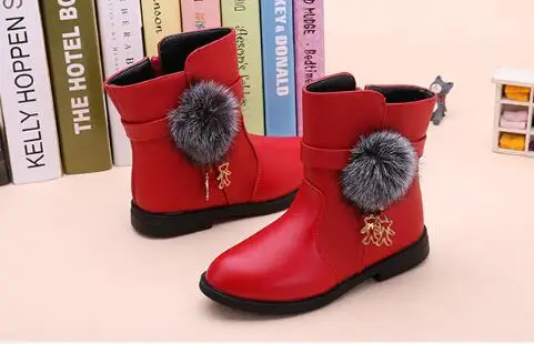 Зимние модные детские зимние ботинки для девочек обувь теплые плюшевые с мягкой