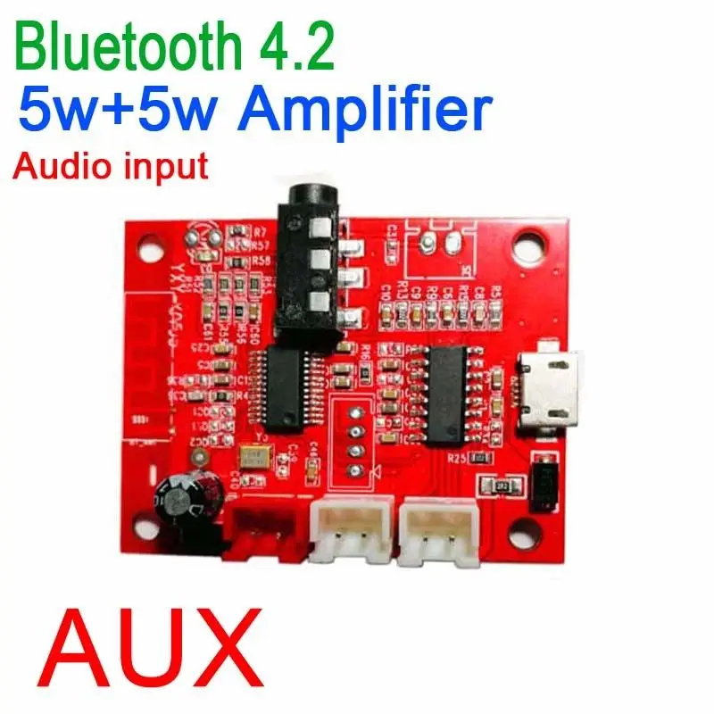 

Беспроводной Bluetooth 4,2 приемник усилитель мощности аудио Плата 5 Вт + 5 Вт стерео AUX 3,7-5 в MP3, WMA APE, FLAC WAV плеер