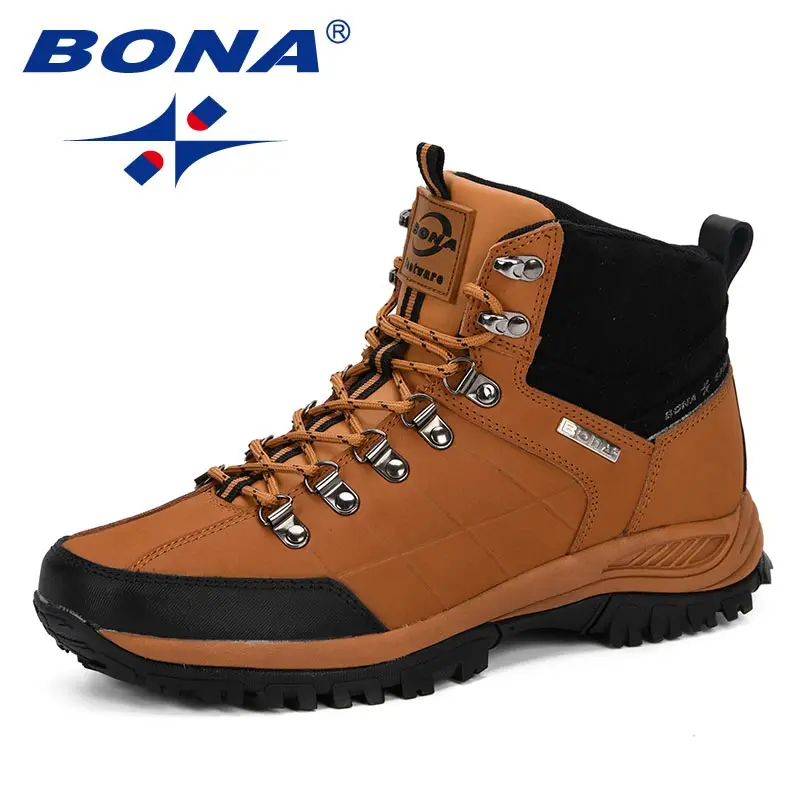 LIGHT BROWN BLACK BONA/Новинка; Дизайнерские мужские ботинки; сезон осень-зима; коллекция года; мужские Ботильоны; модные уличные рабочие ботинки; Tenis Masculino Adulto Comfy - Цвет: LIGHT BROWN BLACK