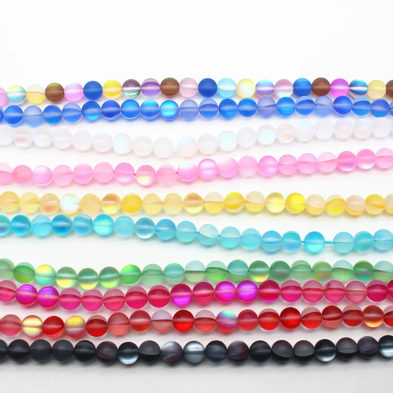 Круглые Сверкающие Матовые бусины с лунным камнем круглые из Лабрадорита