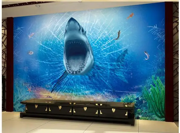 Фотообои на заказ 3d настенные фрески обои 3 d великие белые акулы бумаги для