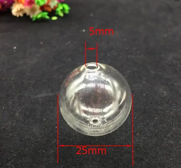 100pcs 25mm wholesale double hole glass bubble globe orb ball vial garden pendant round bottle dome necklace gifts | Дом и сад