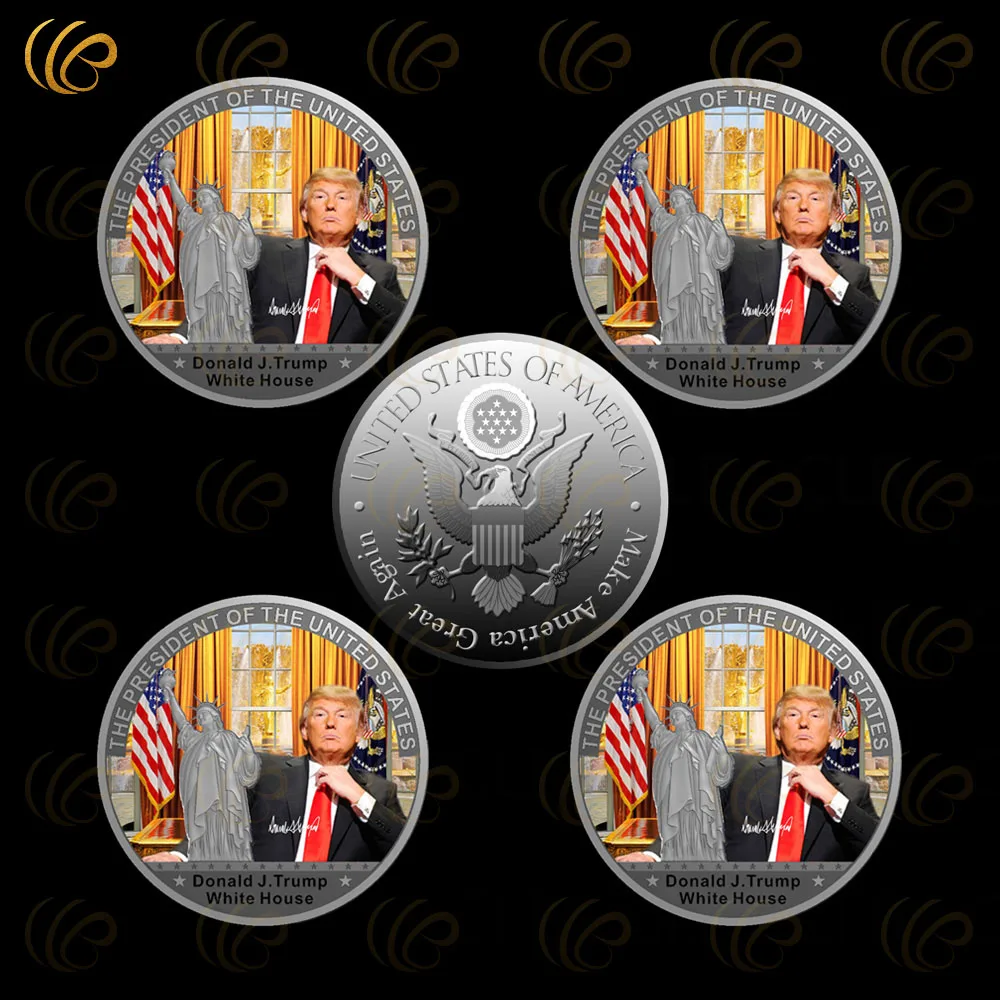 Дональд Трамп серебряная монета белая Посеребренная 45 я металлическая