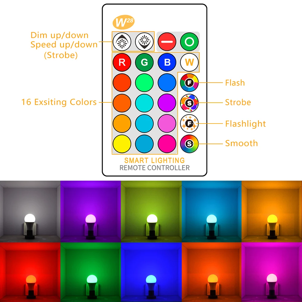 E27 RGB светодиодный Лампа 15 Вт Цвет Magic Точечный светильник дистанционного