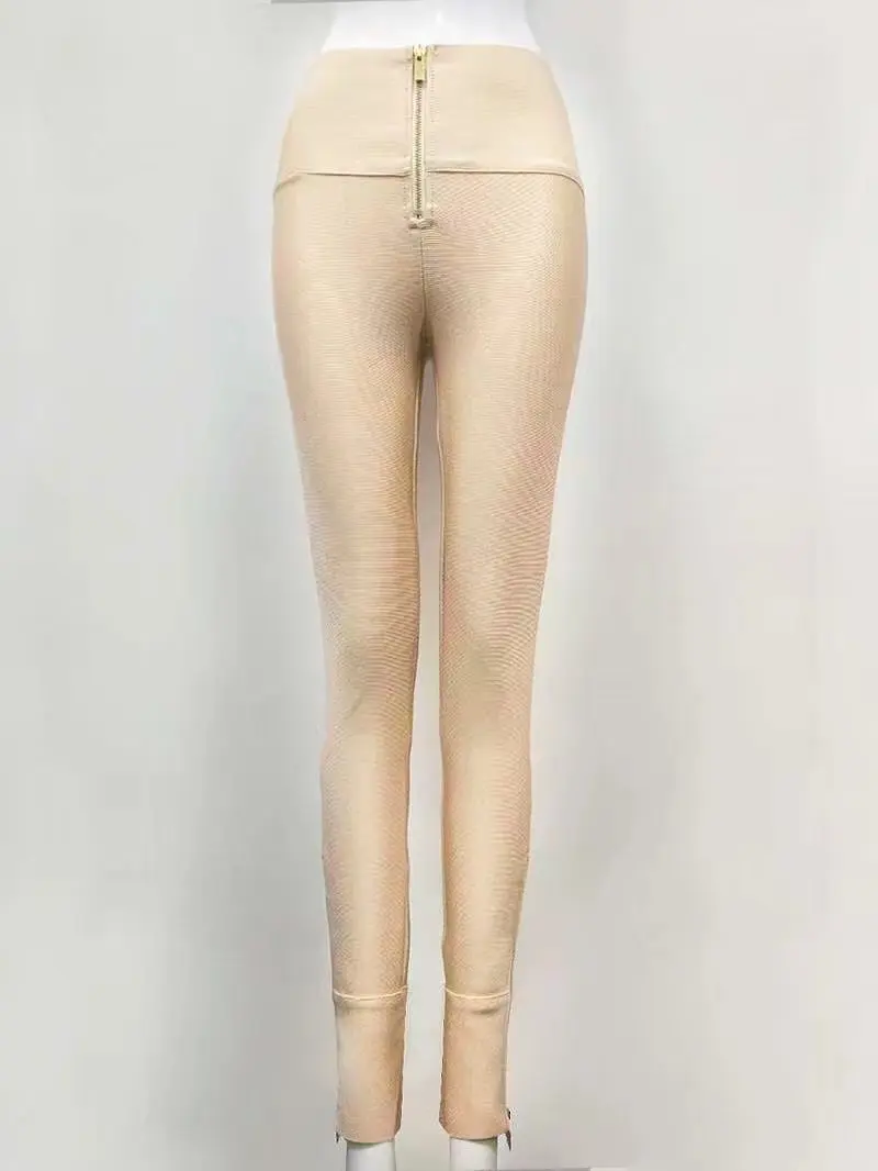 Высококачественные женские сексуальные черные облегающие брюки на молнии