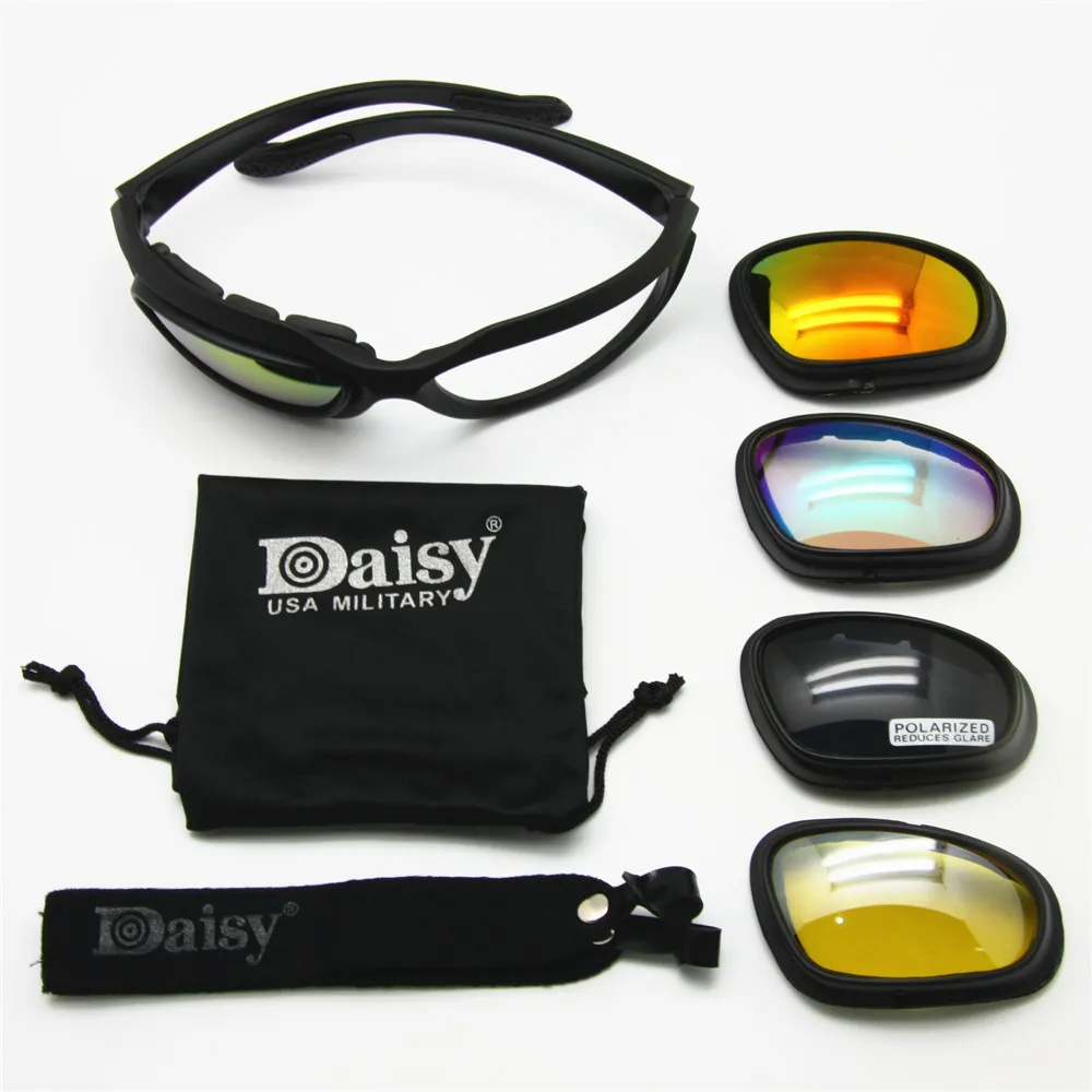 Поляризационные армейские очки Daisy C5 с 4 линзами для спорта на открытом воздухе