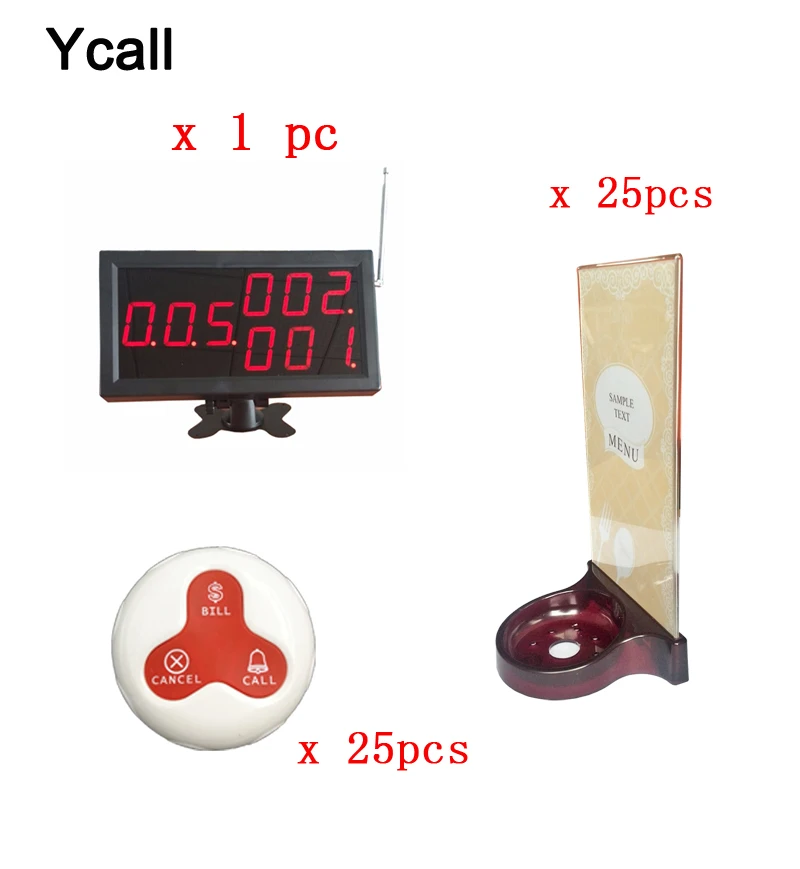 25 шт. кнопка вызова передатчика с держателем меню + один слой подкладки из Дисплей