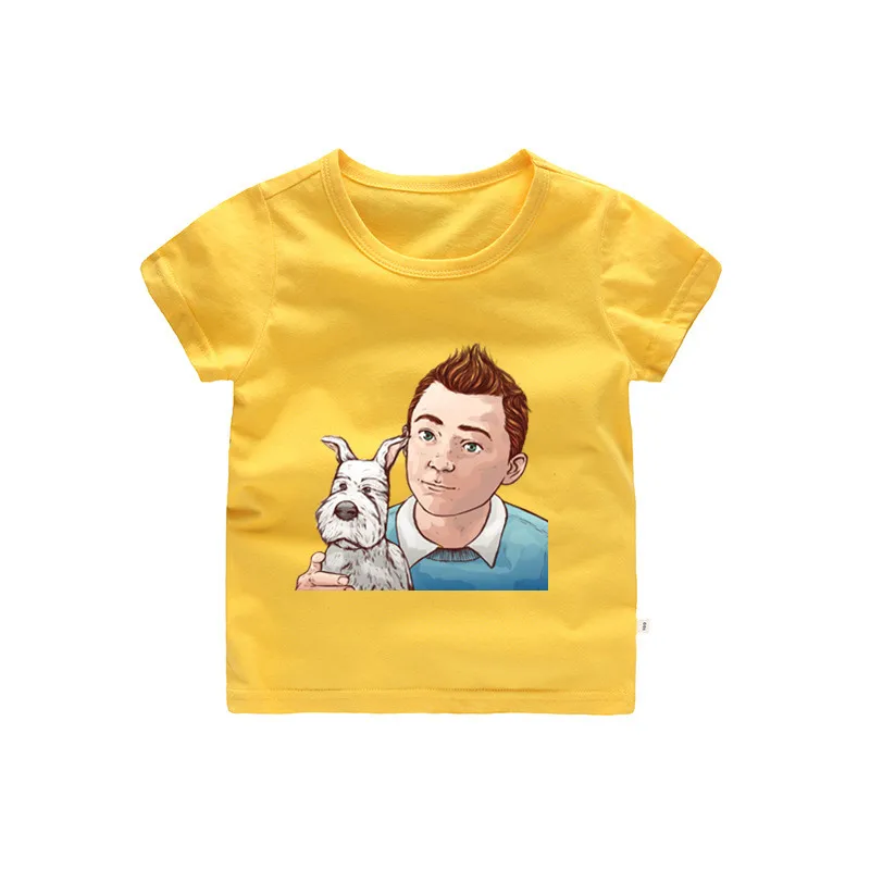 От 2 до 12 лет Детская футболка TinTin летние топы с рисунком для маленьких девочек