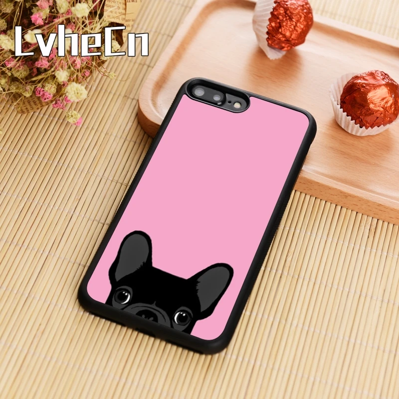LvheCn Французский бульдог розовый чехол для телефона iPhone 5 6 6s 7 8 plus X XR XS max 11 Pro samsung