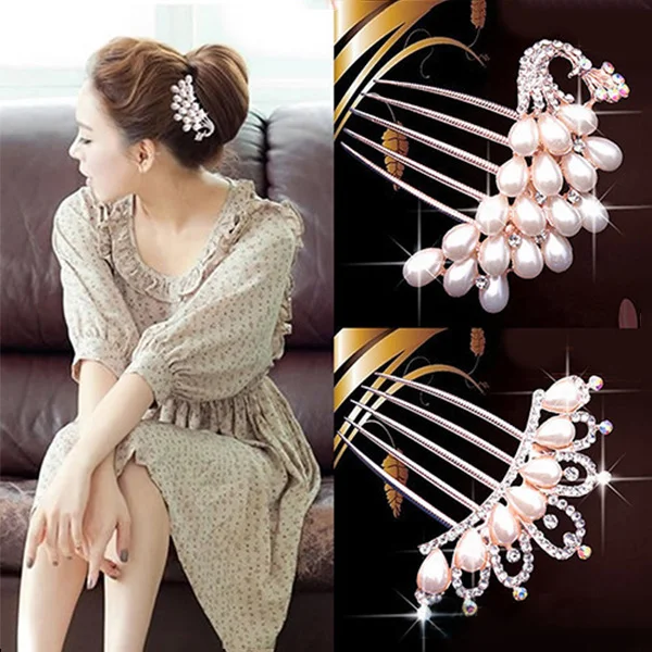 Newly Fashion Women Bridal Wedding Pearl Crystal Rhinestone Hair Comb Clip Hairpin Accessories Jewelry Gift dropship | Украшения и